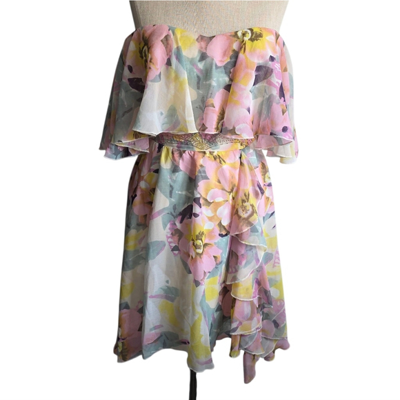 Lipsy London Floral Tube Dress Ruffles Size 4 New - Picture 15 of 15